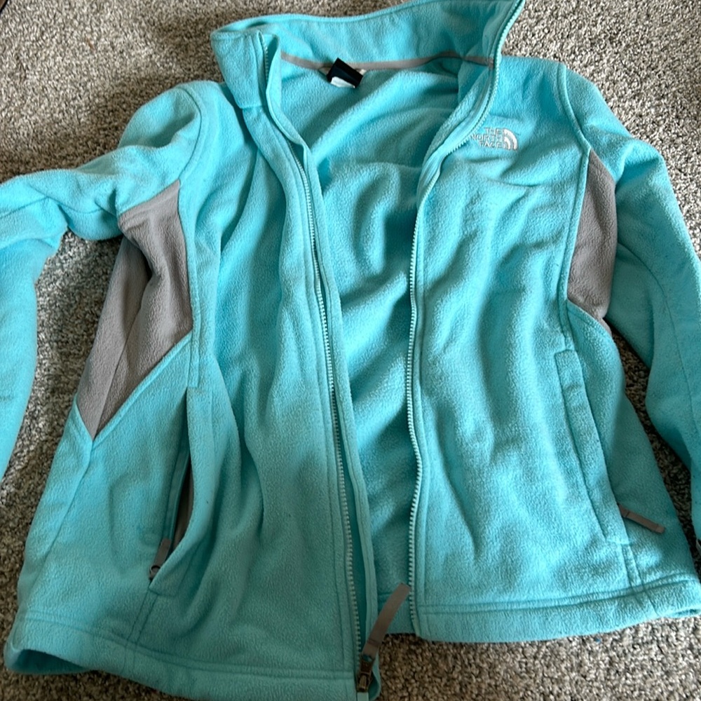 Light Blue North Face. Girls XL zip up.